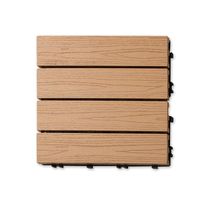 24" x 36" Plastic Interlocking Deck Tile in Oak, 12 Pieces - 2 Boxes
