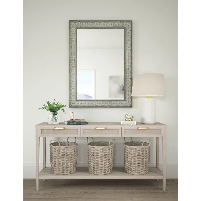 24 In W. X 36 In H. Framed Rectangular Bathroom Vanity Mirror In Pacific Grey Walnut