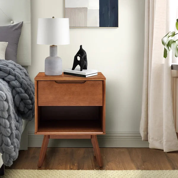 24'' Tall 1 - Drawer Solid Wood Nightstand in Walnut