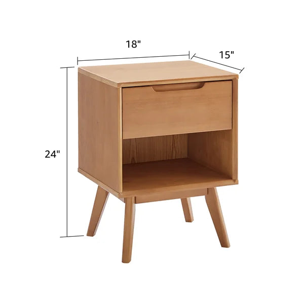 24'' Tall 1 - Drawer Solid Wood Nightstand in Walnut