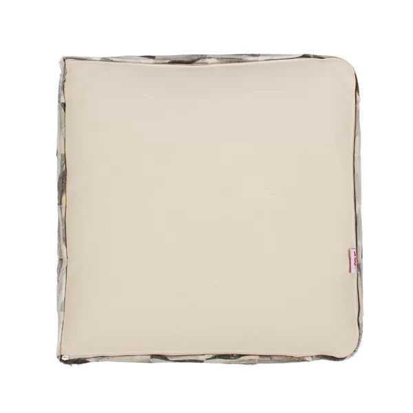 24'' Wide Genuine Leather Square Chevron Pouf Ottoman