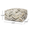 24'' Wide Genuine Leather Square Chevron Pouf Ottoman