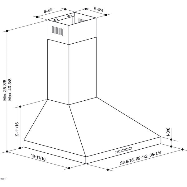 24" BWP2 Series 450 CFM Convertible Wall Mount Range Hood K8621