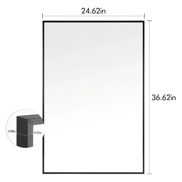 Black 24"x 36" Modern Wall-Mounted Bathroom/Vanity Mirror