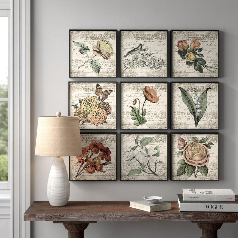 9pc French Botanical Illustrations - #8735T