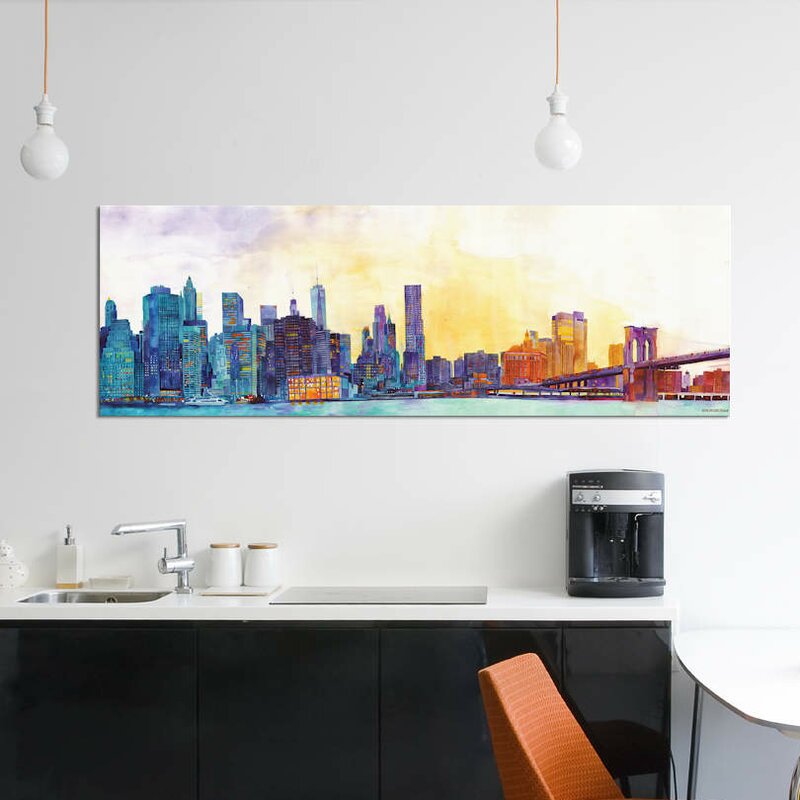 'NYC Panorama' By Maja Wronska Graphic Art Print on Canvas #8027