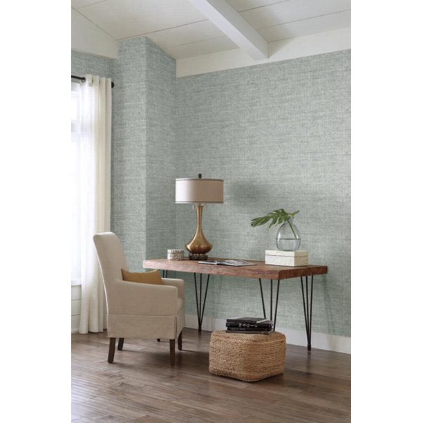 20 Ft x 27 In Papyrus Weave Peel and Stick Wallpaper Blue