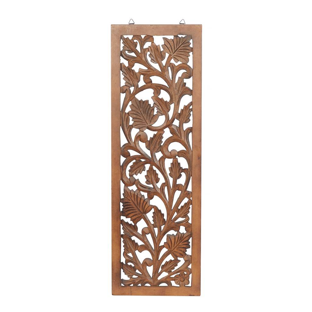 36 In. x 12 In. Traditional Floral Wall Decor Brown Wood