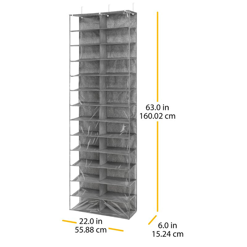 26 Pair Overdoor Shoe Organizer (brown) 62x22 SS352b
