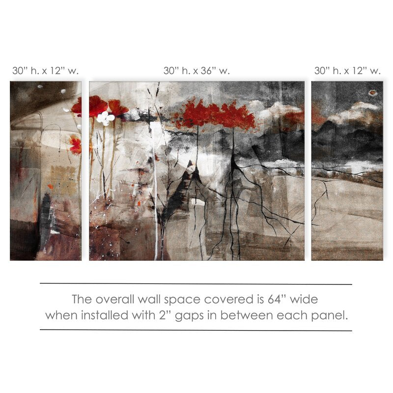'Abstract' - 3 Piece Wrapped Canvas Print Set  Dr116