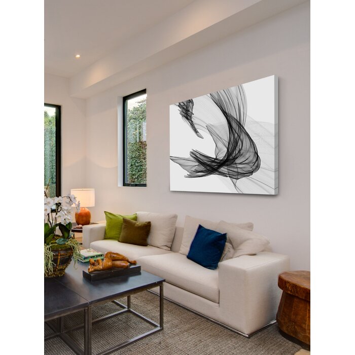 'Abstract Black and White' Painting Print on Wrapped Canvas, 60" x 40" #HA375