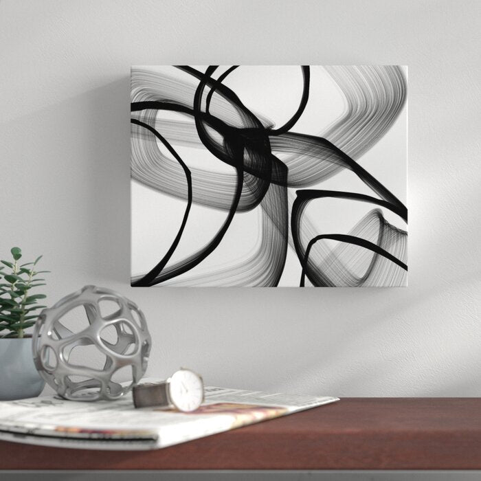 'Abstract Poetry in Black and White 100' by Irena Orlov Graphic Art on Wrapped Canvas - 24" x 32" (#K4844)