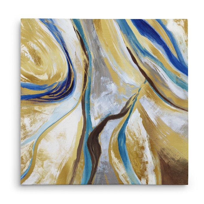 'Agate & Gold II' Acrylic Painting Print on Canvas LX4594