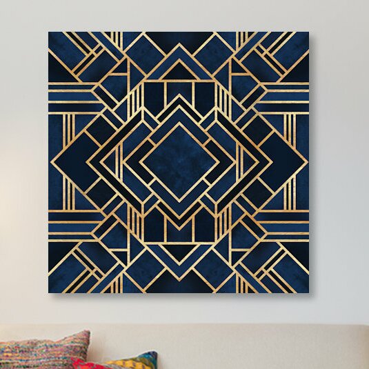 'Art Deco III' by Elisabeth Fredriksson Wrapped Canvas Graphic Art Print - 37" x 37" (#K1609)