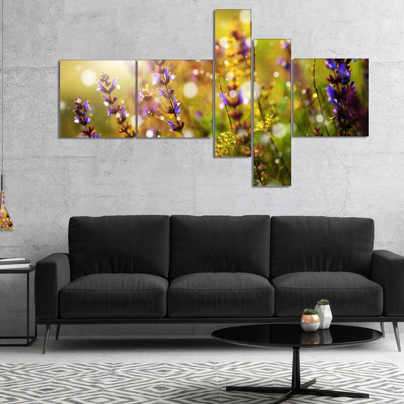 'Beautiful Purple Wild Flowers' Graphic Art Print Multi-Piece Image on Canvas (#K3125)