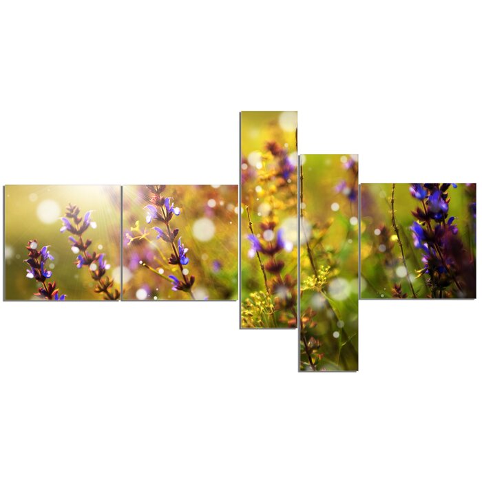 'Beautiful Purple Wild Flowers' Graphic Art Print Multi-Piece Image on Canvas (#K3125)