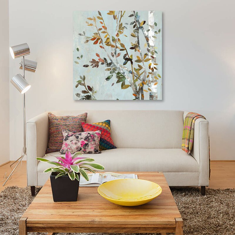 'Birch with Leaves II' Print on Canvas RM188