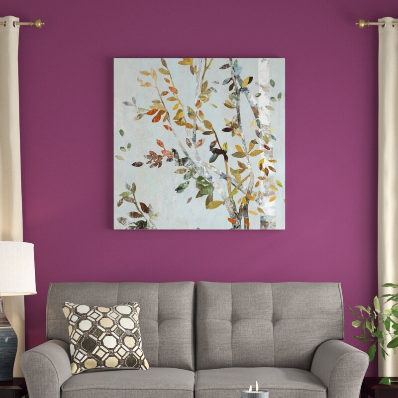 'Birch with Leaves II' Print on Canvas RM188
