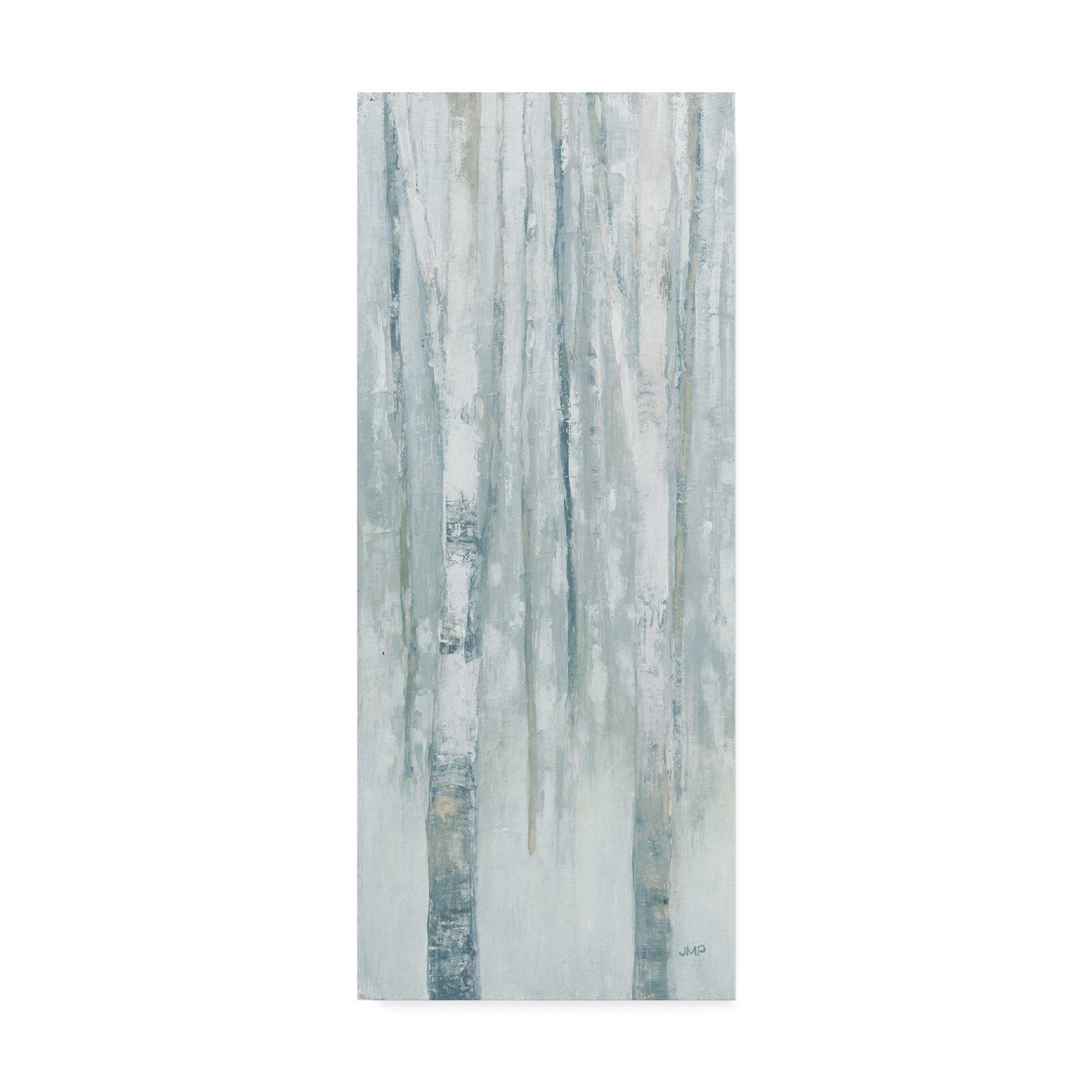 24" H x 10" W x 2" D Multi-Color 'Birches in Winter Blue Gray Panel I' Acrylic Painting Print on Wrapped Canvas K6918