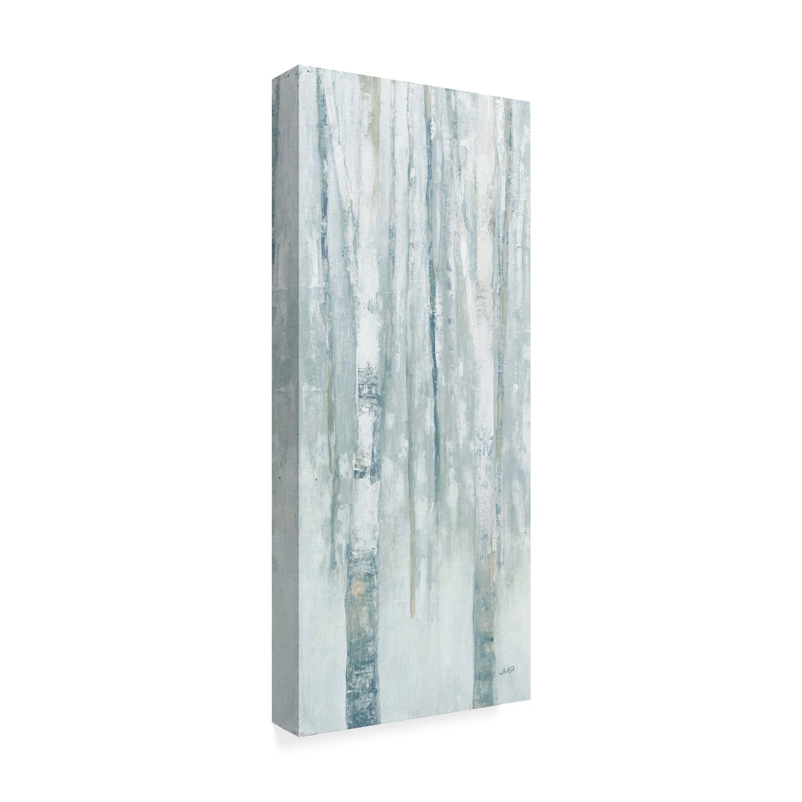 24" H x 10" W x 2" D Multi-Color 'Birches in Winter Blue Gray Panel I' Acrylic Painting Print on Wrapped Canvas K6918