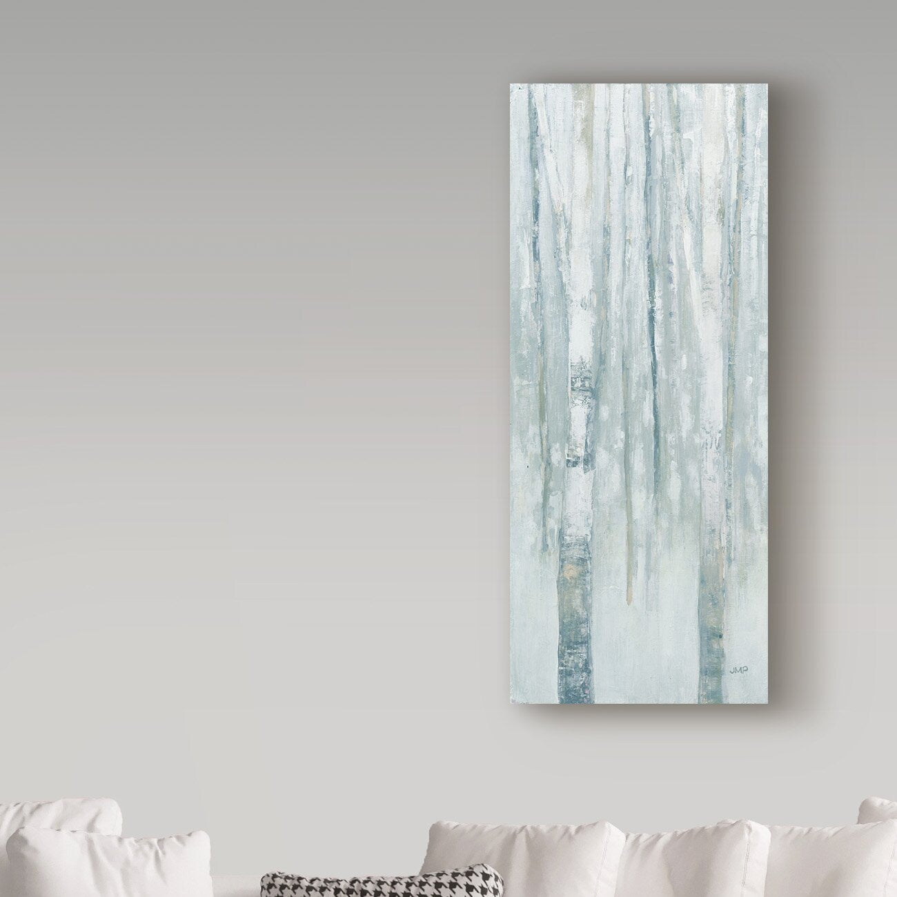 24" H x 10" W x 2" D Multi-Color 'Birches in Winter Blue Gray Panel I' Acrylic Painting Print on Wrapped Canvas K6918