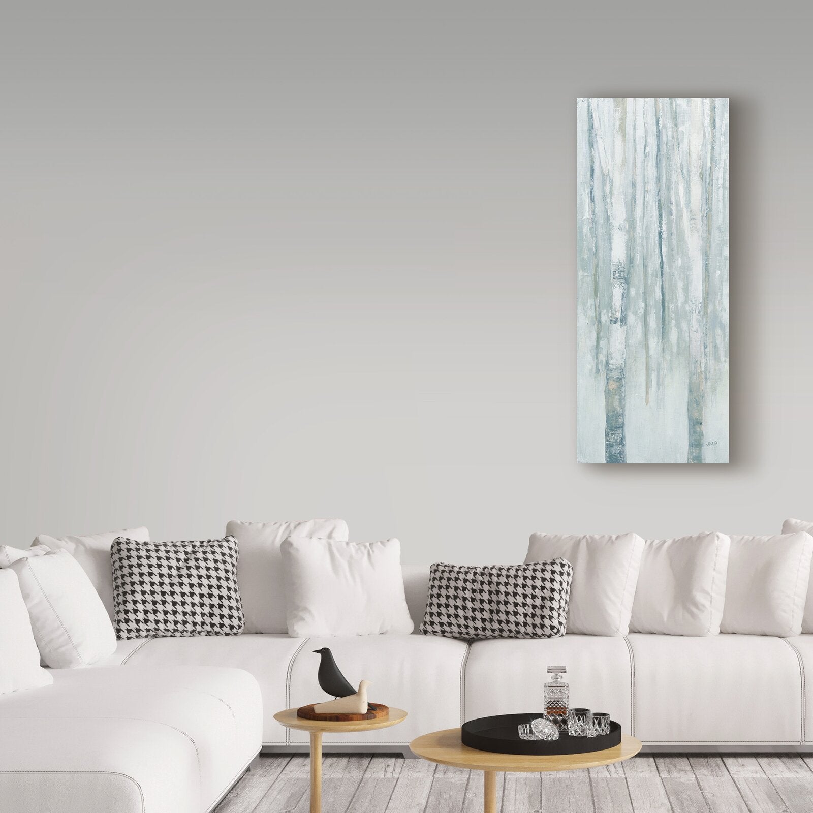 24" H x 10" W x 2" D Multi-Color 'Birches in Winter Blue Gray Panel I' Acrylic Painting Print on Wrapped Canvas K6918