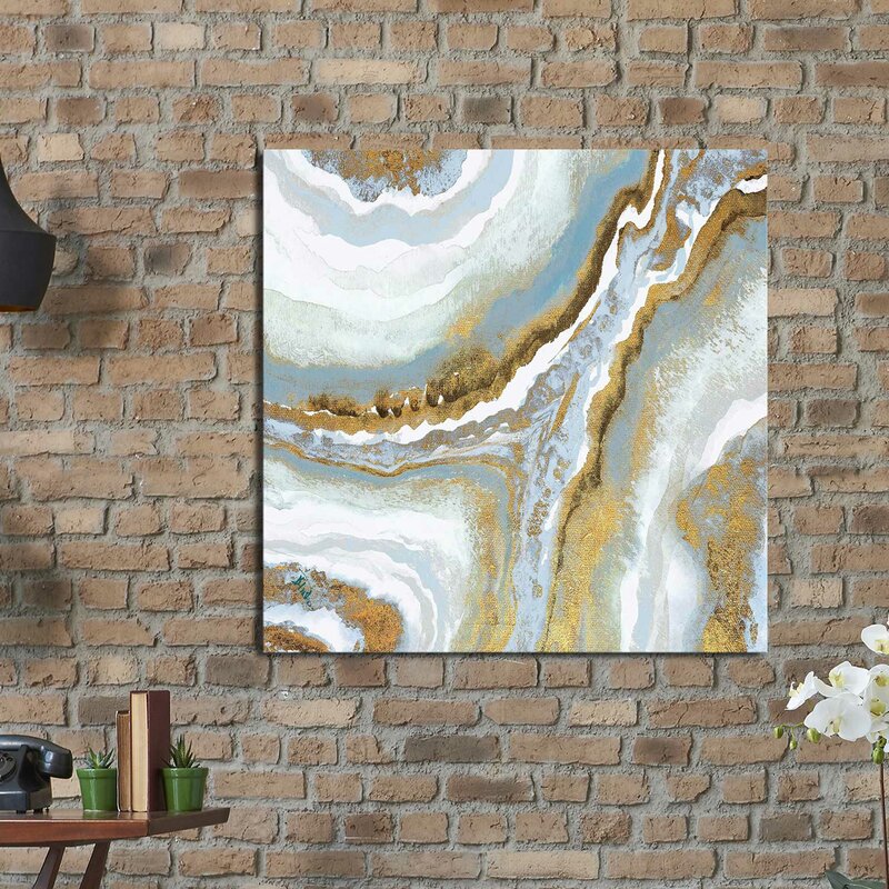 'Blue Agate' Acrylic Painting Print on Canvas 7299