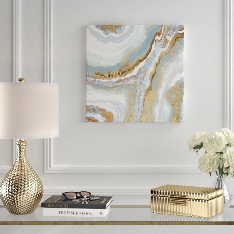 'Blue Agate' Acrylic Painting Print on Canvas 7299