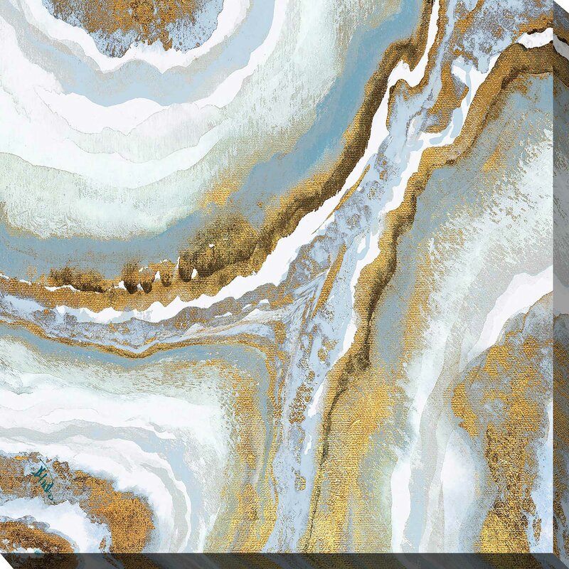 'Blue Agate' Acrylic Painting Print on Canvas 7299