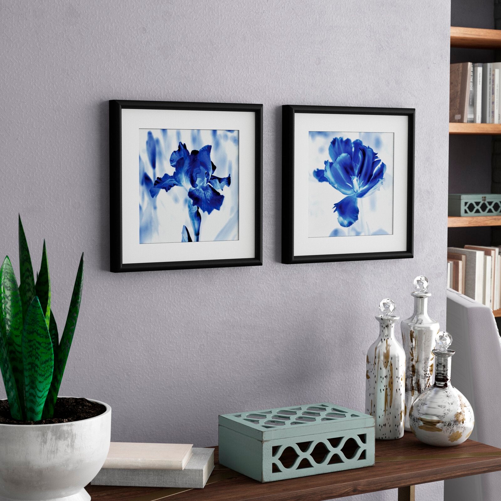 'Blue Ice Iris' - 2 Piece Picture Frame Painting Print Set on Paper TTR574