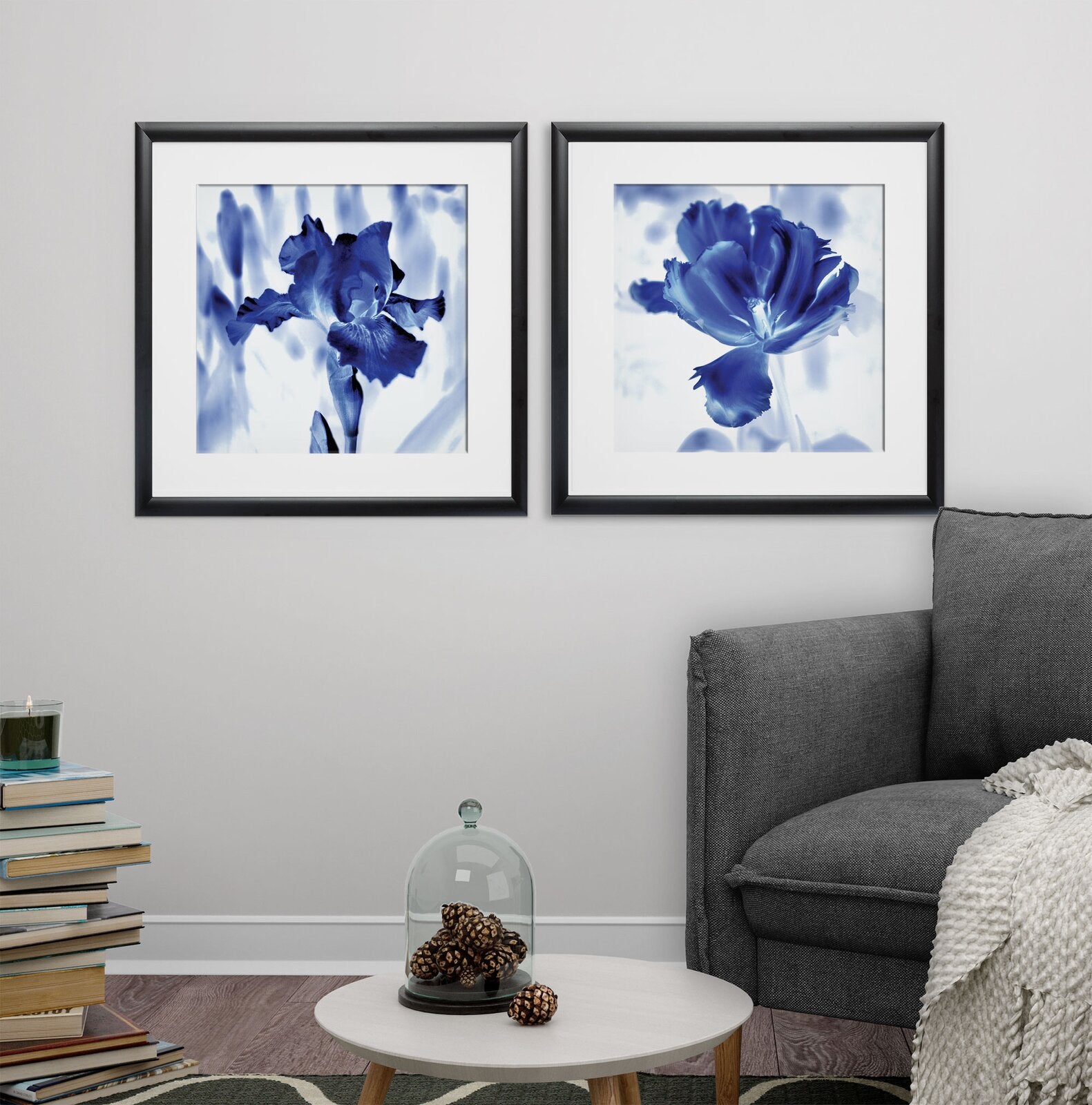'Blue Ice Iris' - 2 Piece Picture Frame Painting Print Set on Paper TTR574