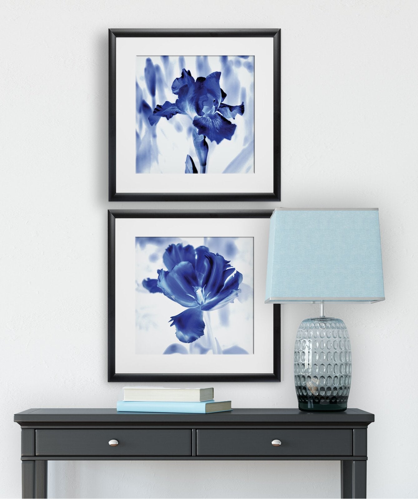 'Blue Ice Iris' - 2 Piece Picture Frame Painting Print Set on Paper TTR574