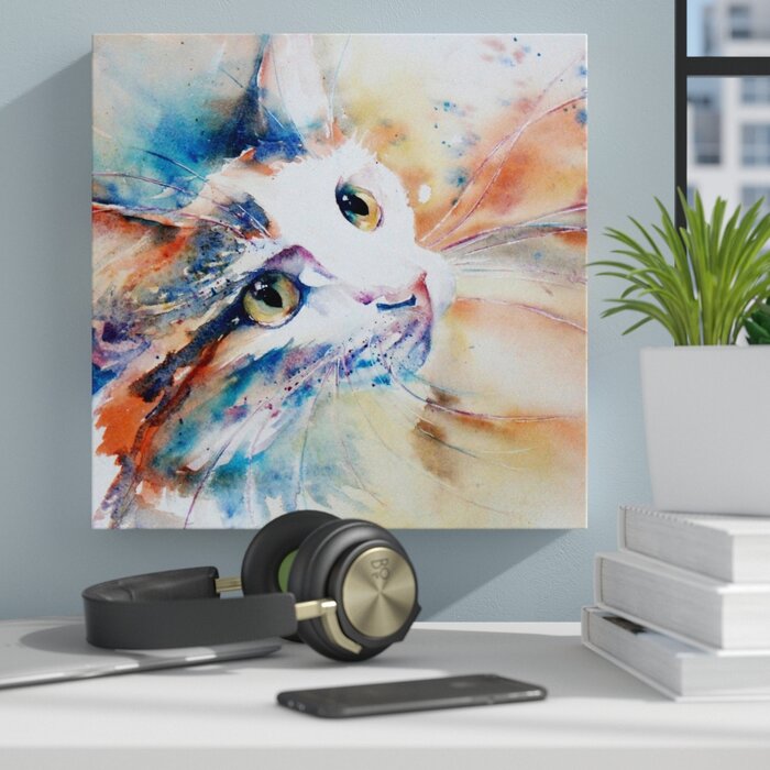 'Cat 14' Painting Print on Wrapped Canvas EJ900