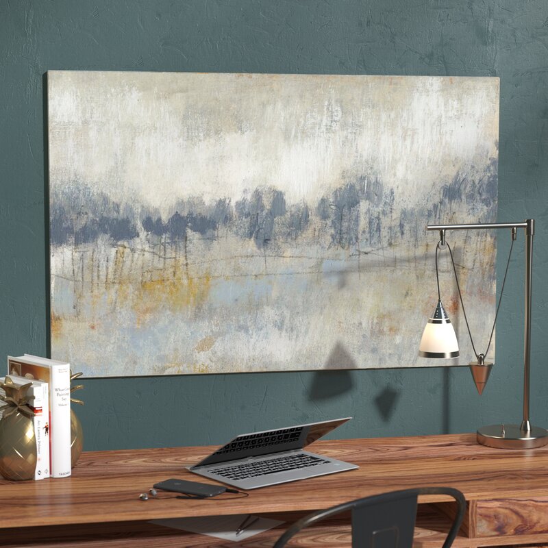 'Cool Gray Horizon II' by Jennifer Goldberger Wrapped Canvas Painting Print - 40" x 60" (#K1723)