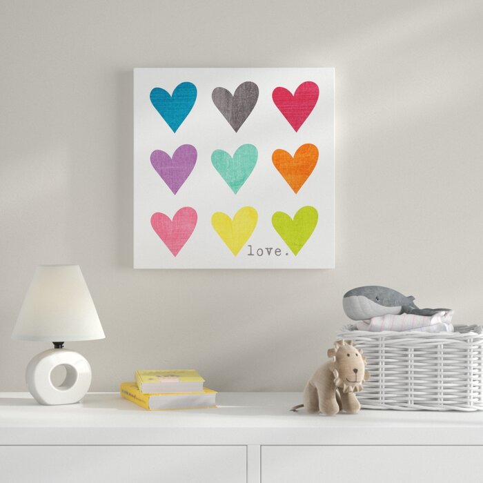 'Cute Hearts Love' Watercolor Painting Print QL140
