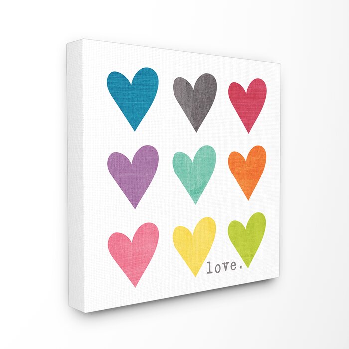 'Cute Hearts Love' Watercolor Painting Print QL140