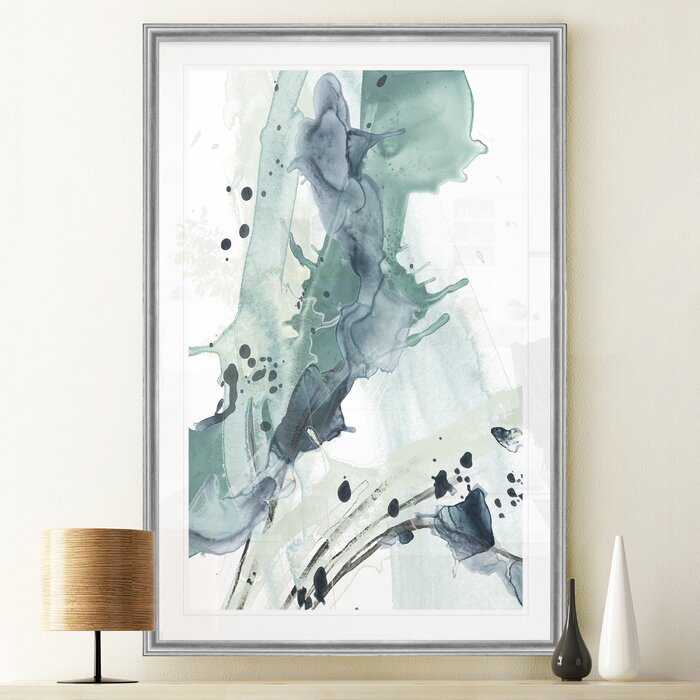 'Deep Splash I' Painting Print on Canvas in Silver Frame - 18" x 24" (#K6696)