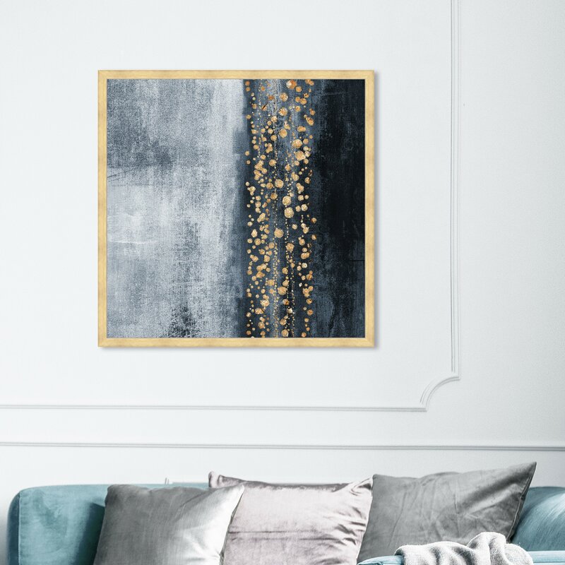 'Down The River Abstract' - Picture Frame Painting Print on Paper, Flat Gold Frame - 38" x 38" - *AS IS* (#K2454)
