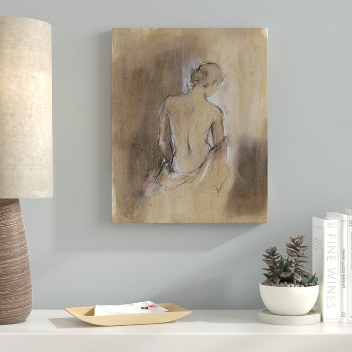 'Draped Figure II' Wrapped Canvas Drawing Print #LX4141