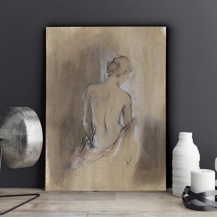 'Draped Figure II' Wrapped Canvas Drawing Print #LX4141