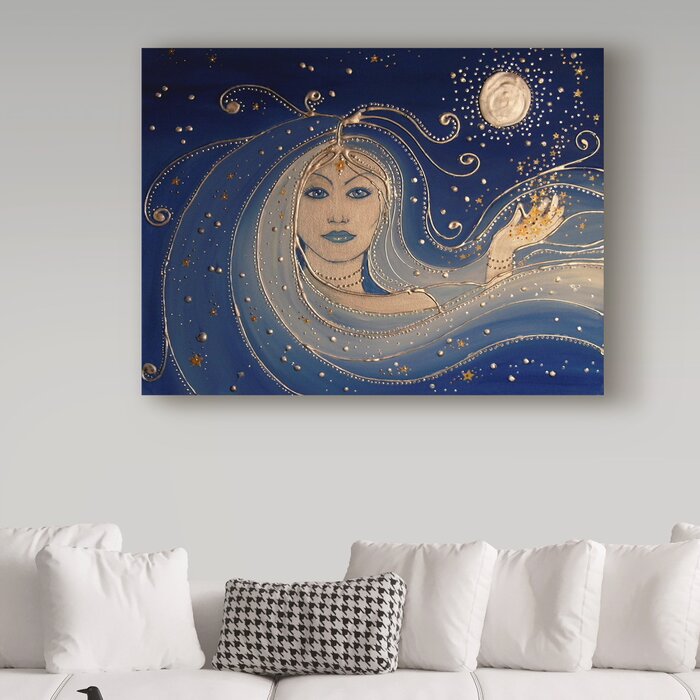 'Goddess of Night' Watercolor Painting Print on Wrapped Canvas - 24" x 32" (#K3126)