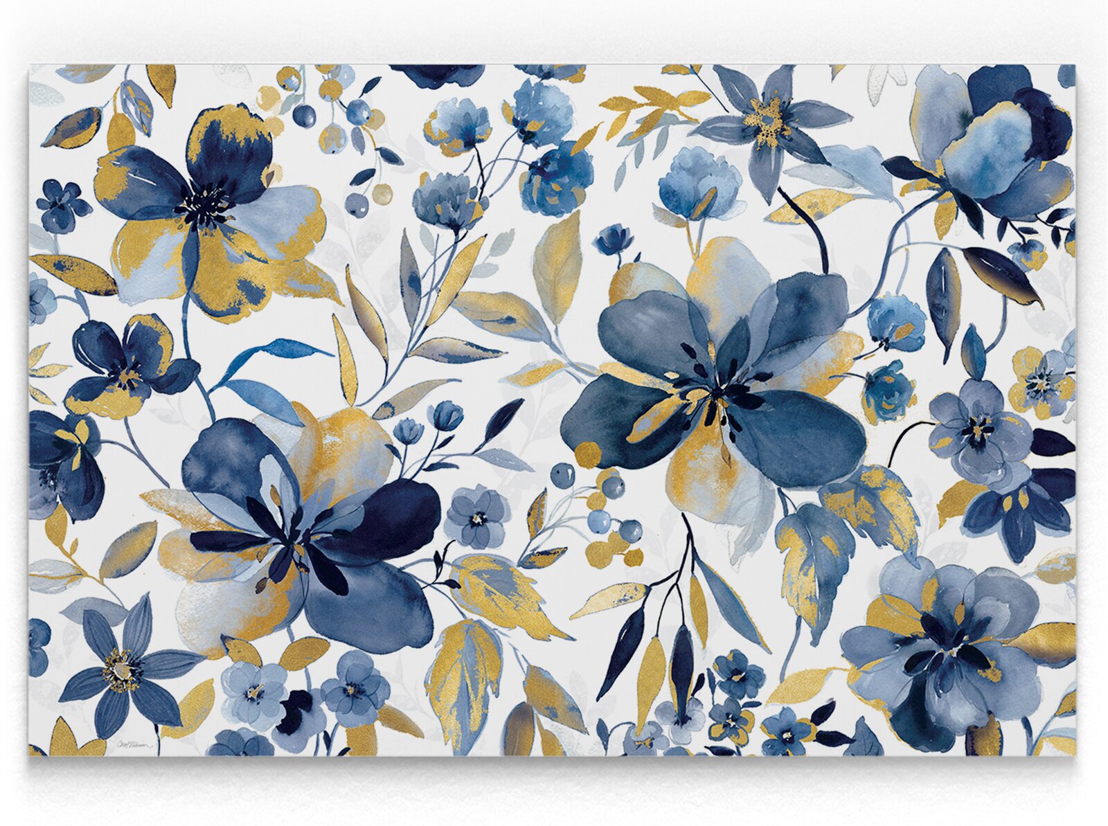 Blue/Yellow 'Golden Indigo Garden' Oil Painting Print TTR514