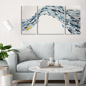 Set of 3 - 'Goldfish' - 3 Piece Wrapped Canvas Acrylic Painting Print Set (#807)
