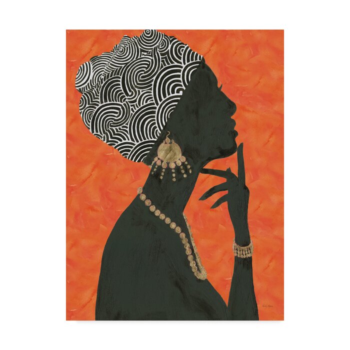 'Graceful Majesty I Orange' Acrylic Painting Print on Wrapped Canvas LX4352