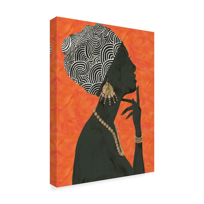 'Graceful Majesty I Orange' Acrylic Painting Print on Wrapped Canvas LX4352