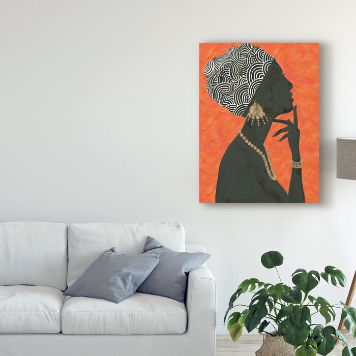 'Graceful Majesty I Orange' Acrylic Painting Print on Wrapped Canvas LX4352