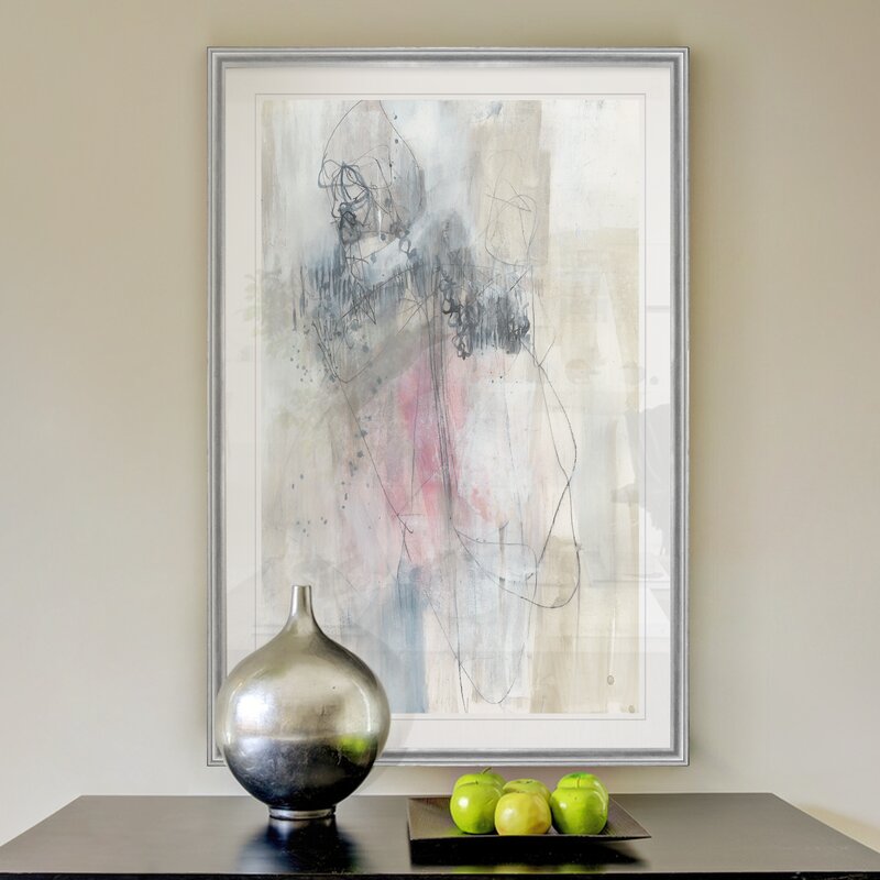 24" H x 18" W x 1.5" D Gray/Tan/Blue/Pink 'Holding Time I' - Painting Print on Canvas CL871