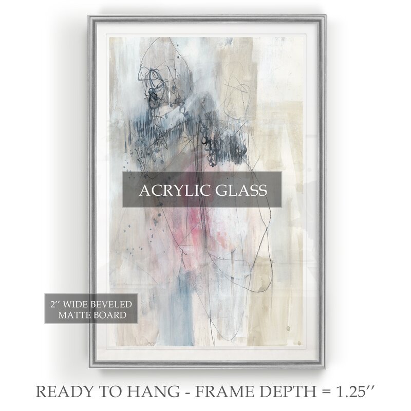 24" H x 18" W x 1.5" D Gray/Tan/Blue/Pink 'Holding Time I' - Painting Print on Canvas CL871
