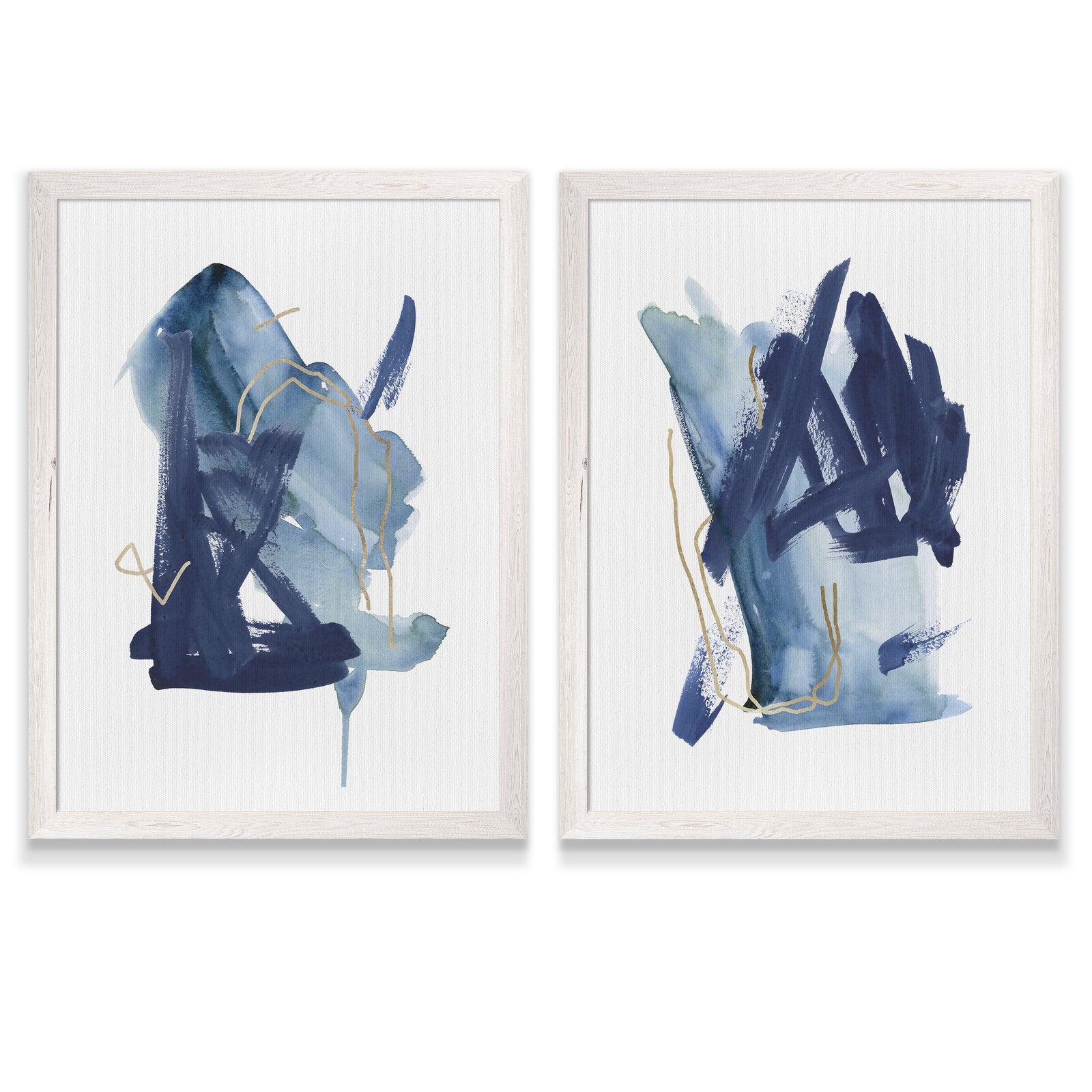 'Indigo Collide I' by Melissa Wang - 2 Piece Picture Frame Painting Print Set AH252