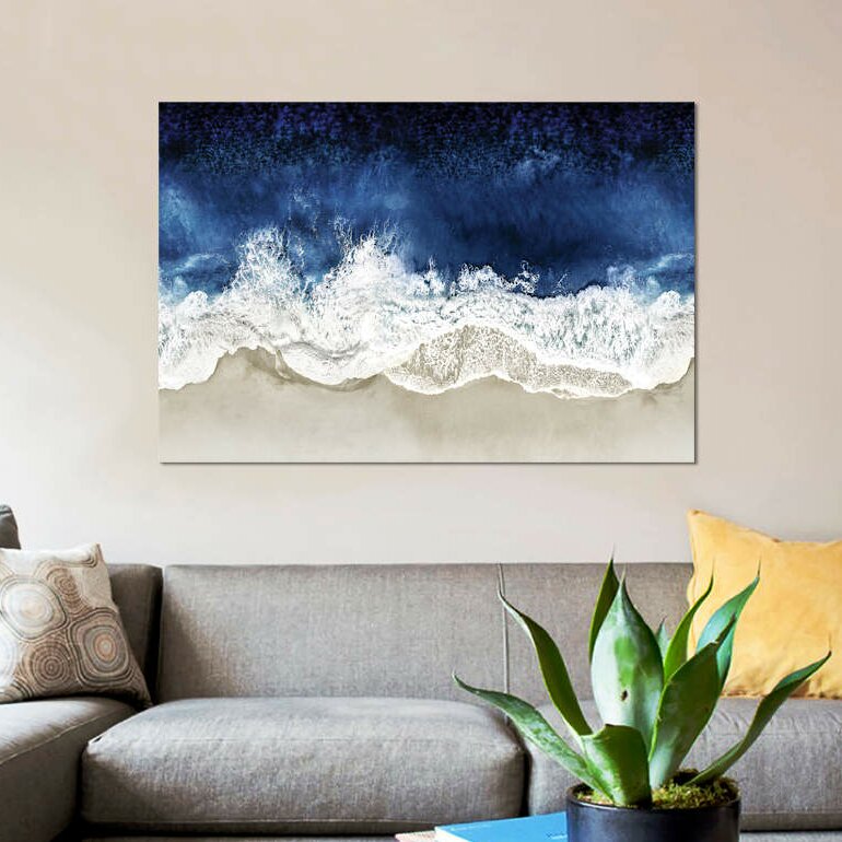 'Indigo Waves from Above II' Graphic Art Print on Canvas K7166